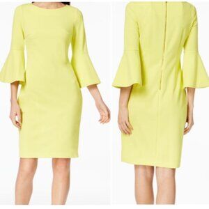 NWT Calvin Klein Bell Sleeve Dress in Citrine - 10